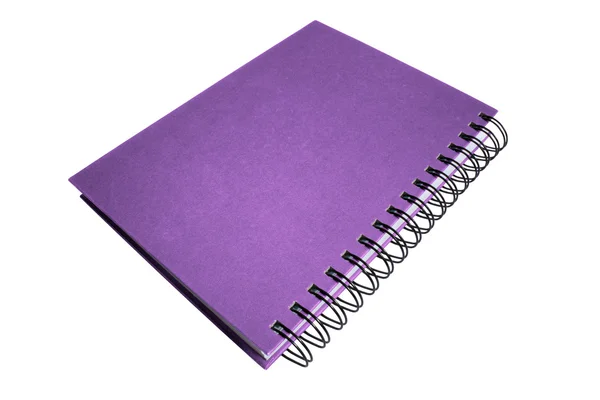 Notebook roxo isolado no fundo branco — Fotografia de Stock