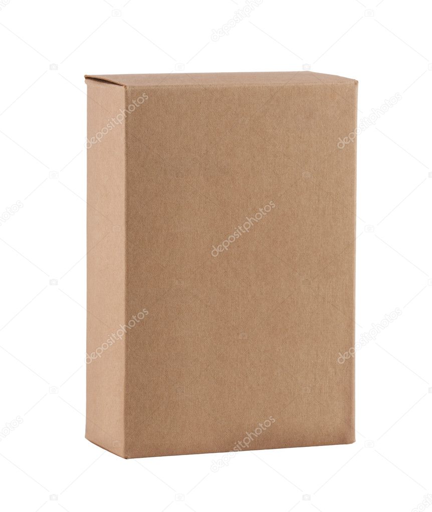 Blank brown product box with front copy space