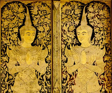 wat phra singha, chiangmai, Tayland, tapınak kapısı sanat