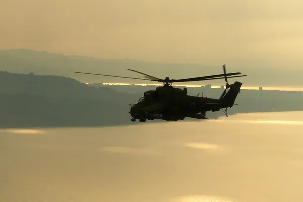 stock image Helicopter gunship in flight