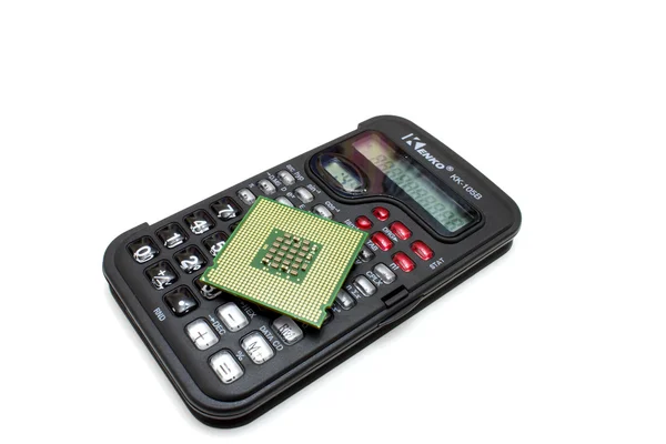 De rekenmachine en de processor — Stockfoto