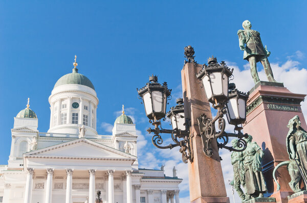 Lutheran Cathedral on the Senatorial area. A monument to Alexander II .Helsinki.