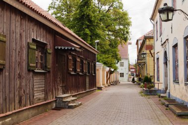 Deserted small street of the resort city of Pjarnu. Estonia clipart