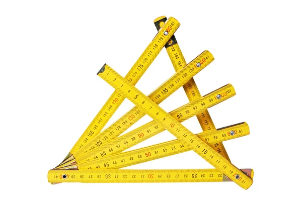 Yellow collapsible ruler of the carpenter — Stock Photo, Image