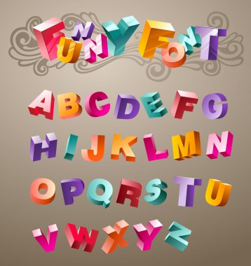 Funny 3d Font clipart