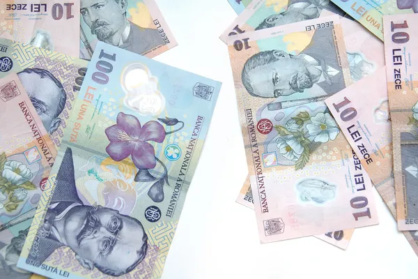 Mistura de dinheiro romeno — Fotografia de Stock