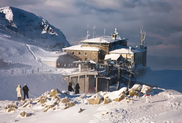 Närmar sig snöstorm på top station kasprowy wierch — Stockfoto