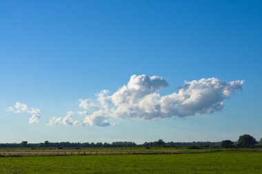 Big cloud on blue sky with horizon clipart