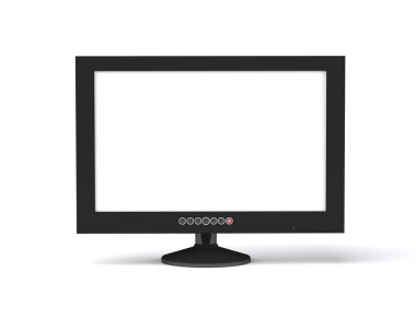 3D render of LCD monitor isolated on white background clipart