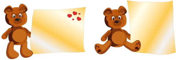 Teddy bear whith notities — Stockvector