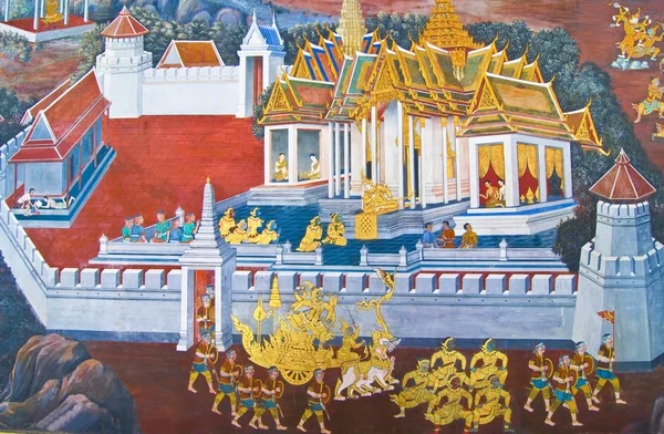 Mooie scène geschilderd op een tempel — Stockfoto