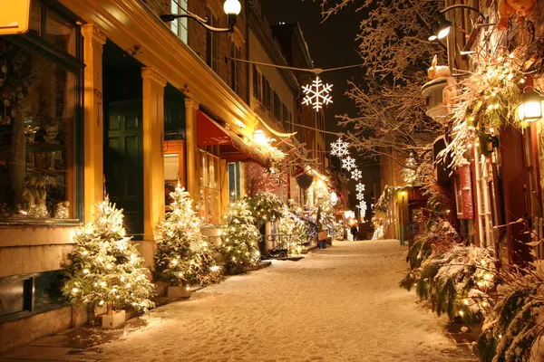 Christmas night in Quebec City — Stock Photo, Image