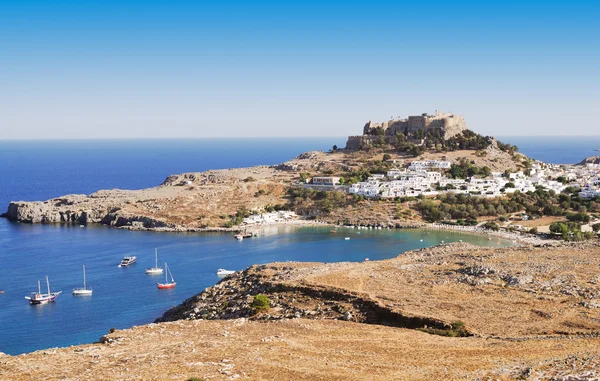 Ancient town Lindos, Rhodes island, Greece — Stock Photo, Image