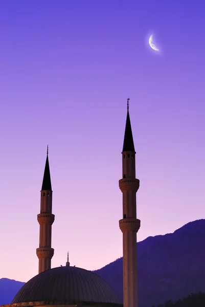 모스크와 하늘을 통해 달의 실루엣 — 스톡 사진