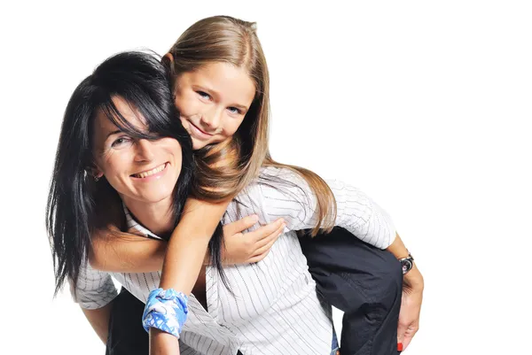 Mladá matka s dcerou. na bílém pozadí — Stock fotografie