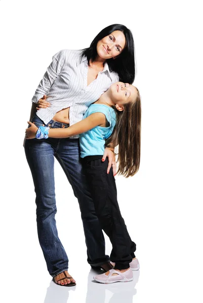 Mor med datter isoleret på hvid baggrund - Stock-foto