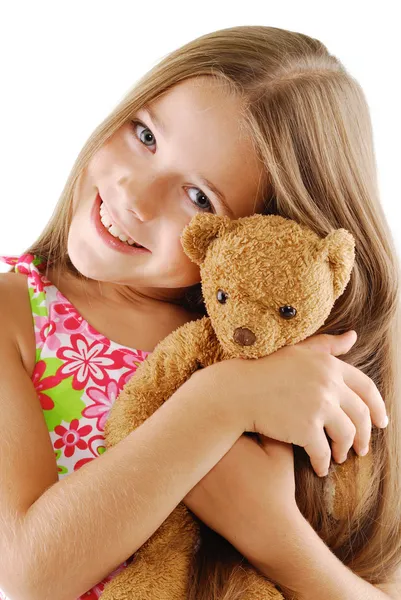 Little girl with teddy bear — Stock Photo, Image