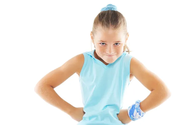 Mała dziewczynka siłowni instruktor — Zdjęcie stockowe