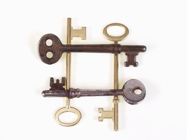 正方形内の古いキー — ストック写真