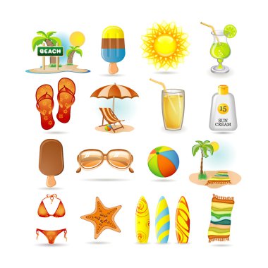 Beach icon set clipart