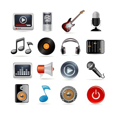 Music icons set clipart