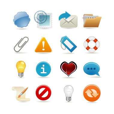 Sixteen universal icons clipart