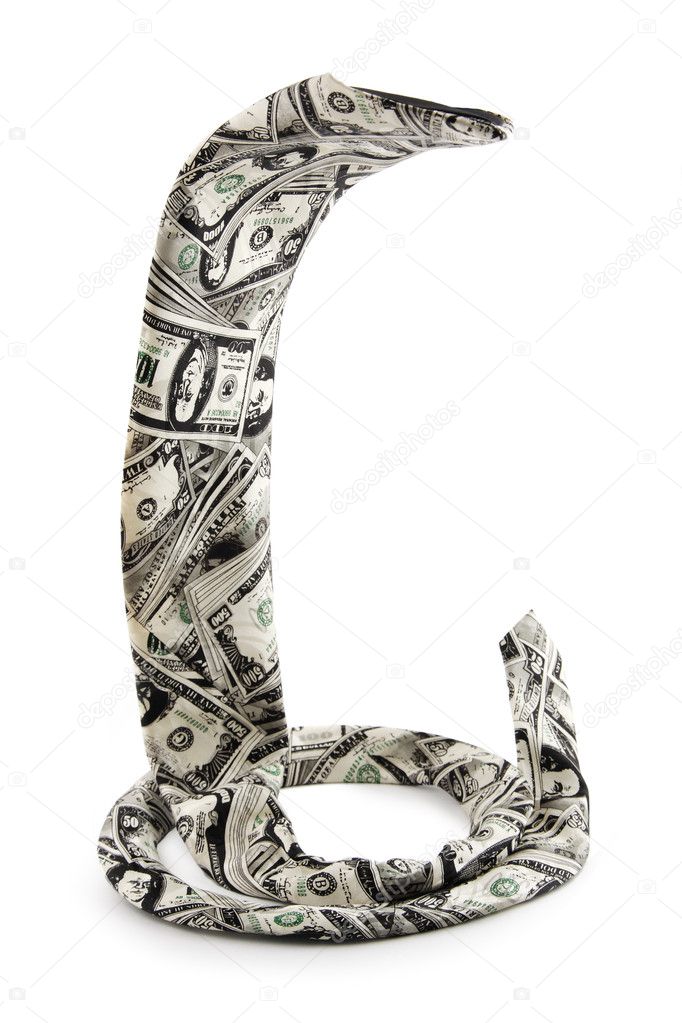 Business mans dollar tie in the form of a snake
