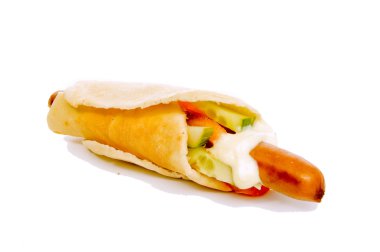 Hot-dog in the pita clipart