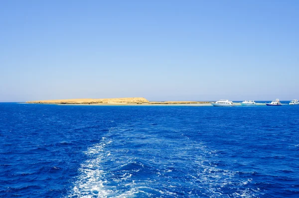 エジプト紅海のサンゴ礁の横に係留されたヨット — ストック写真