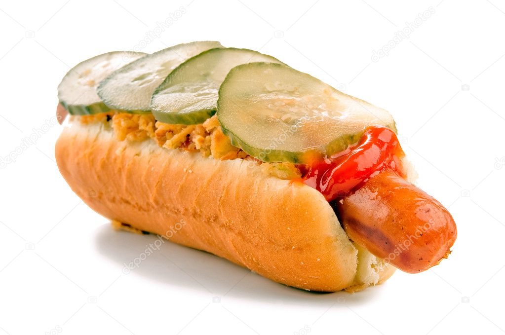 Hot-dog with cucumber