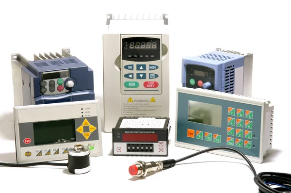 Industrial frequency inverters, incremental encoders and counters — Stock Photo, Image