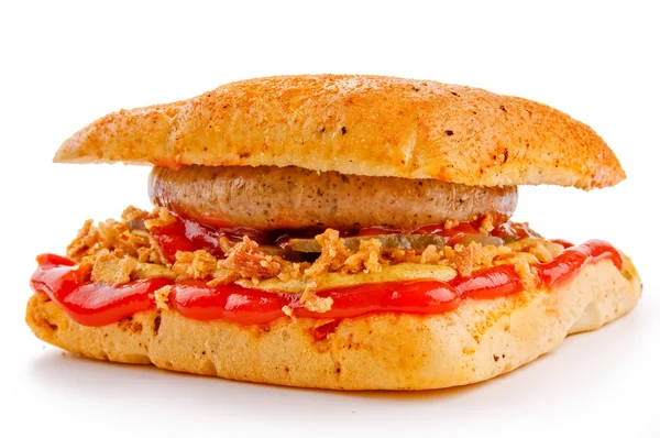 Sandwich with frankfurter — Stock Photo, Image