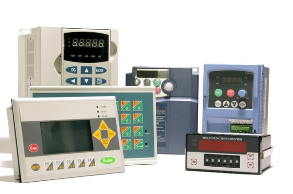 Industrial frequency inverters, controllers and counters Stock Picture