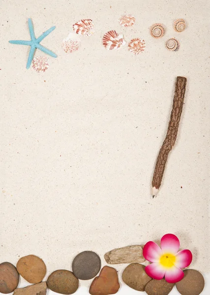Carta di sabbia con una matita di legno — Foto Stock