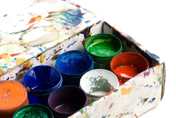 Scatola di vernice ad acquerello in contenitori — Foto Stock