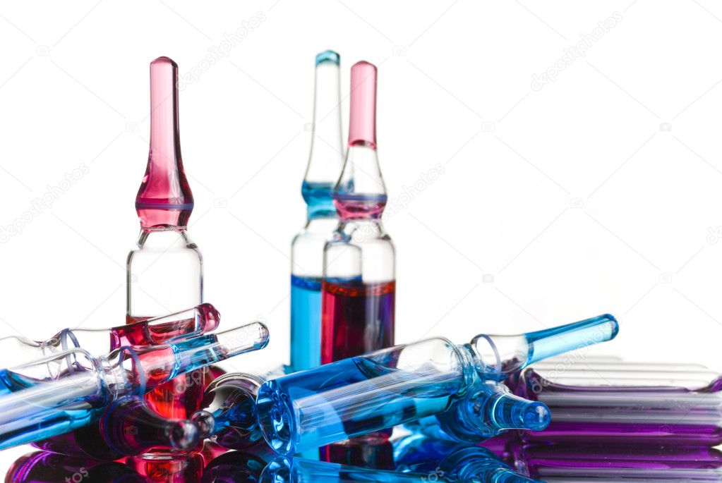 Asorted ampoules of different colors