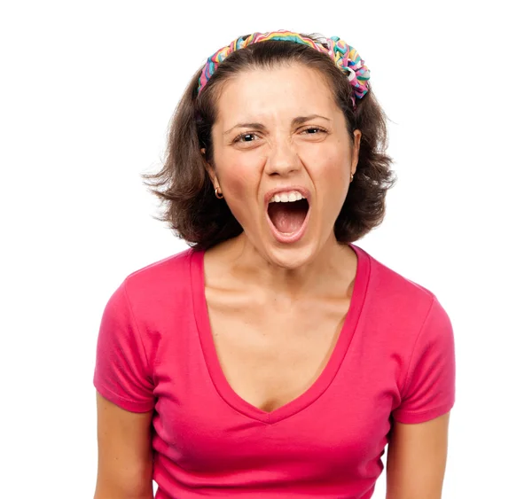 Angry pretty girl cries — Stock Photo, Image