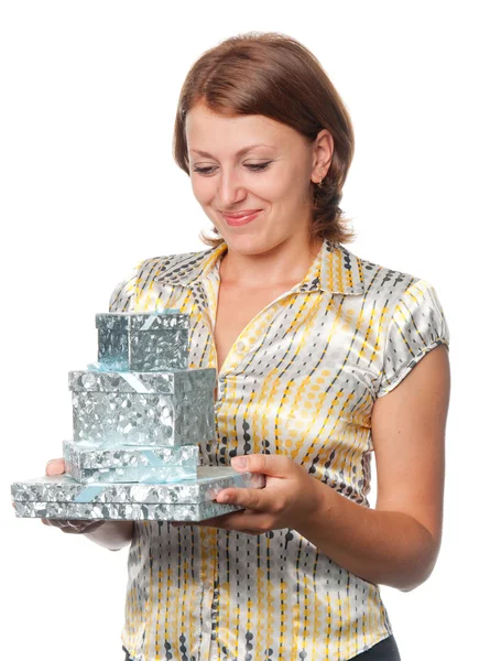 Девушка с подарками Лицензионные Стоковые Фото
