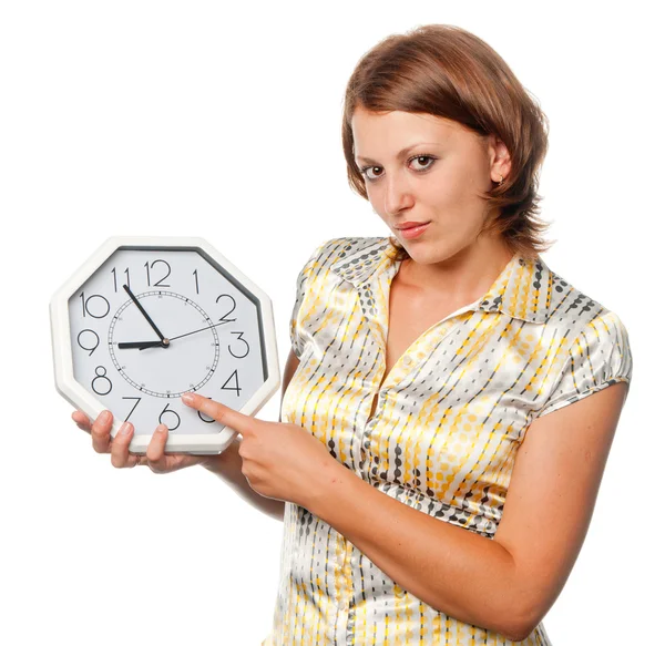 Girl shows what is the time — Stock Photo, Image