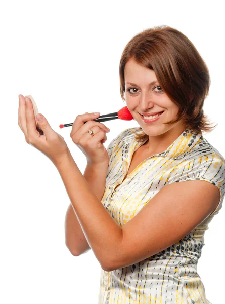 Smiling girl does a make-up — Stock Photo, Image