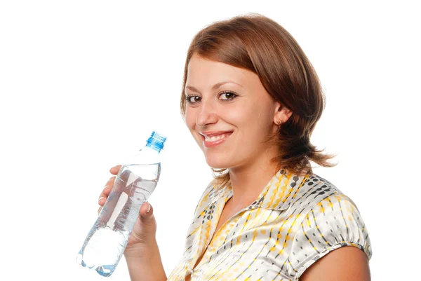 Girl with a water bottle — Stock Photo, Image