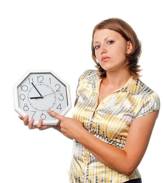 Girl shows what is the time — Stock Photo, Image