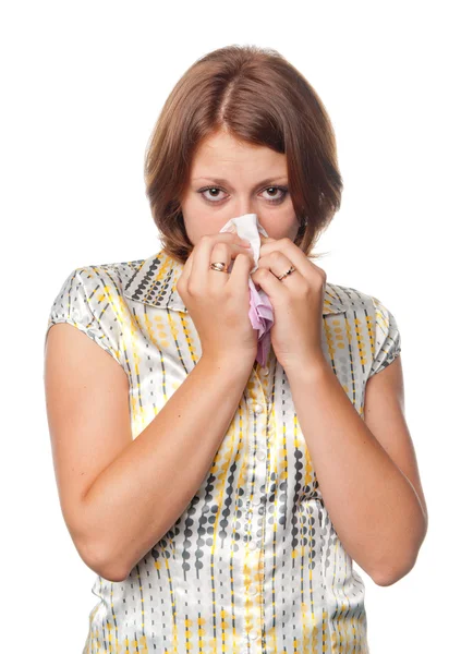 Girl with a cold and allergy — Stock Photo, Image