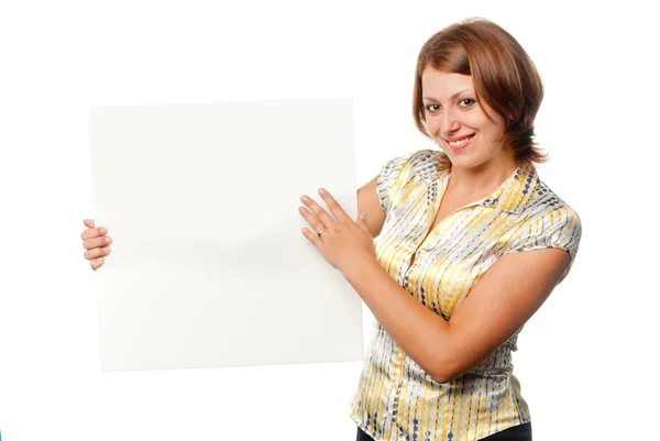 Smiled girl with blank board — Stock Photo, Image