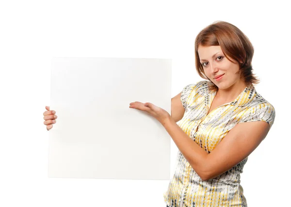 Smiled girl with blank board Stock Picture