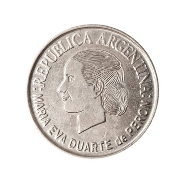 Argentinian coin with face of Evita. clipart