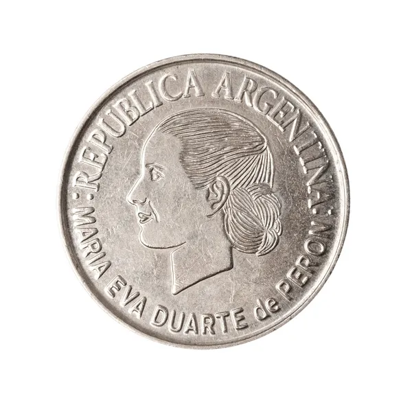 stock image Argentinian coin with face of Evita.