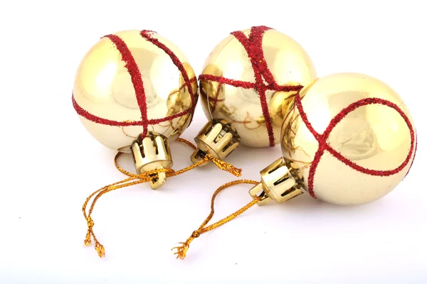 stock image Christmas gold bolls isolated on white background