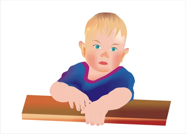 The table sits a little sad child — Stock Photo, Image