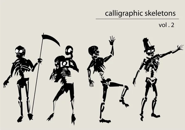 Kalligrafikus csontvázak Stock Illusztrációk